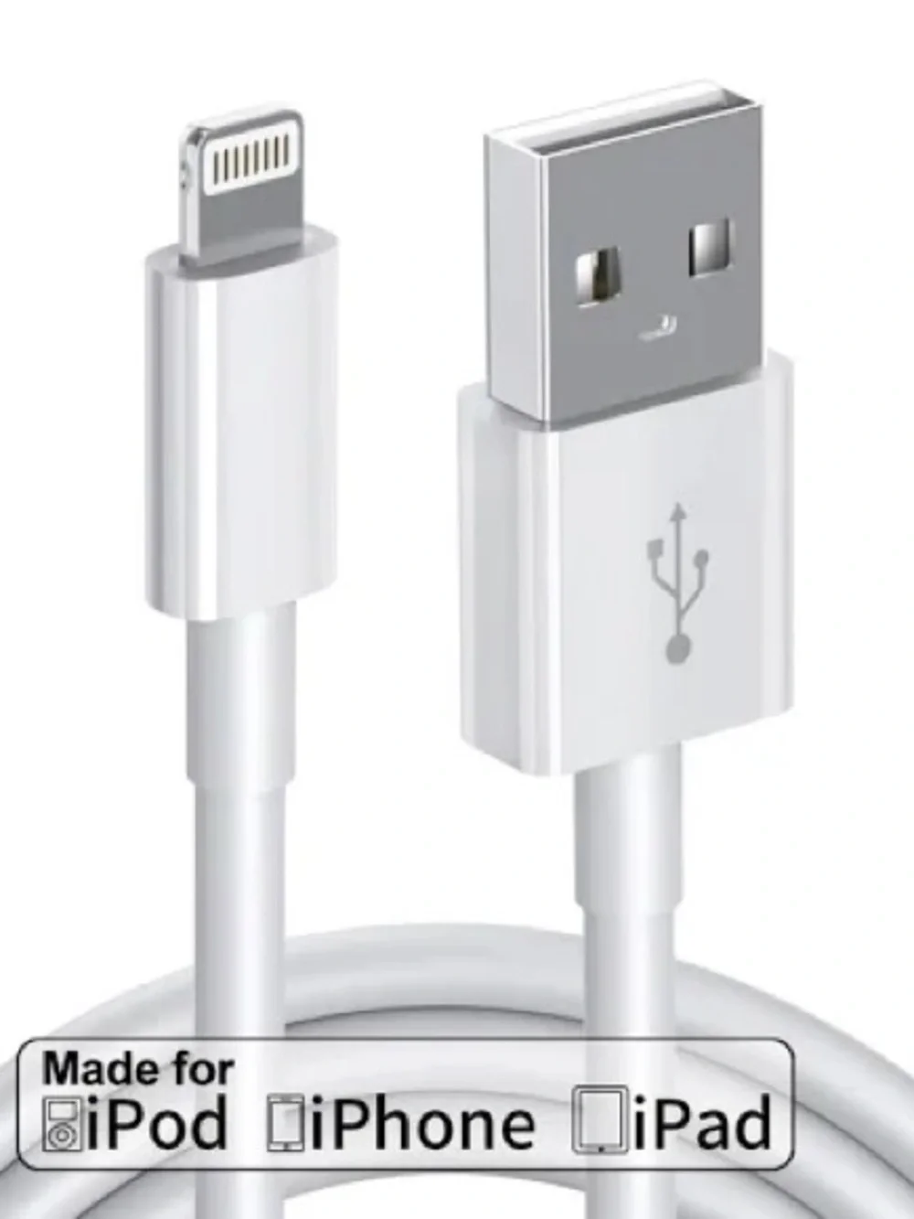 White USB-A to Lightning Charging Cable
